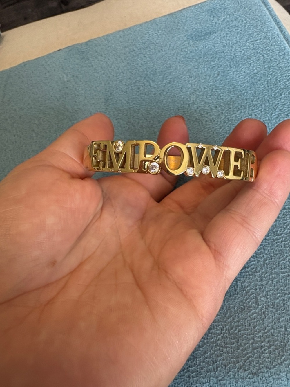 Alex and Ani Gold 'EMPOWER' Crystal Accent Cuff Bracelet